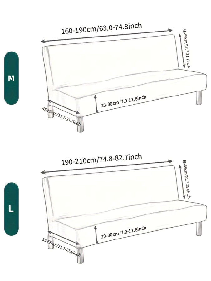 LANMOLIFE Hochelastischer Sofabezug für armlose Sofas, abnehmbar und waschbar, Einfarbig in Blau oder Grün - Bild 2