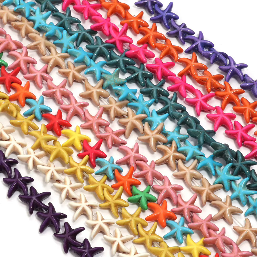 lingsai Perlen aus Naturstein, Seestern-Türkis, Bunt, Unisex - Bild 4