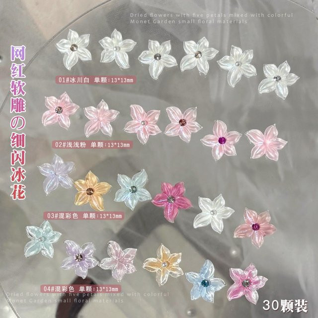 YYM Nagelcharms, 30 Stück, 3D Harz-Blumen, glänzend, transparent - Bild 1