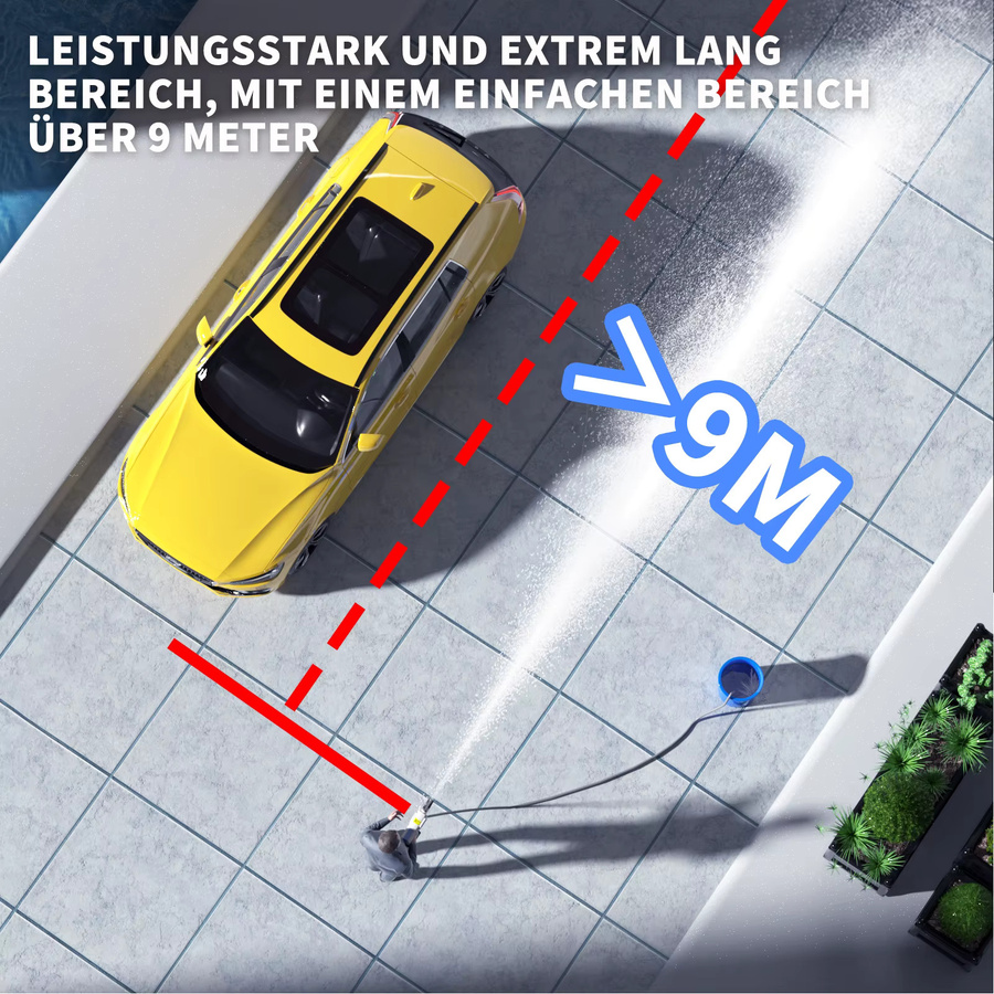BRIEFNESS Akku Hochdruckreiniger 21V mit 2 Akkus und Schnellladegerät, 300 Bar tragbarer Reiniger für Auto und Garten mit Schaumdüse, Filterkorb und 5m Wasserschlauch - Bild 3