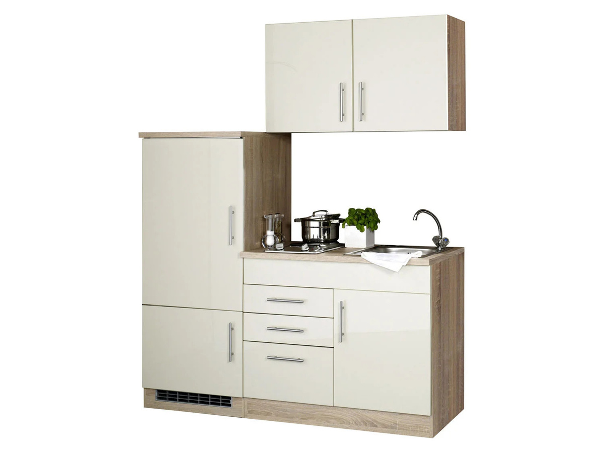 HELD Single Küche Torino Hochglanz-Creme und Eiche-Sonoma, Breite: 160 cm - Bild 2