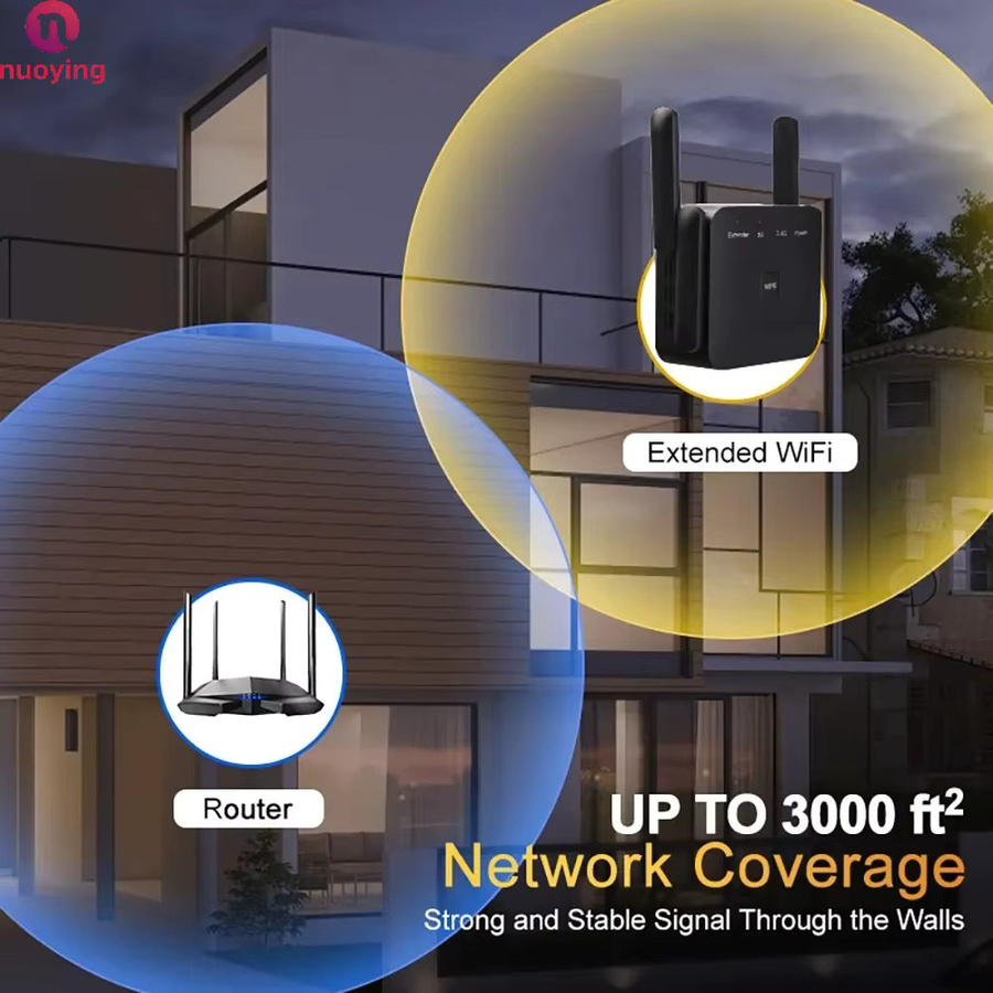 NUOYING AC1200 WLAN-Repeater Dual-Band 2,4G/5GHz Wi-Fi Signalverstärker Schwarz - Bild 4