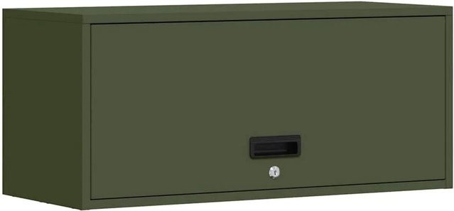 vidaXL Wandschrank für Garage und Werkstatt mit Gasdrucklift-Tür in Olivgrün, B/T/H: 80 x 33 x 35 cm - Bild 1