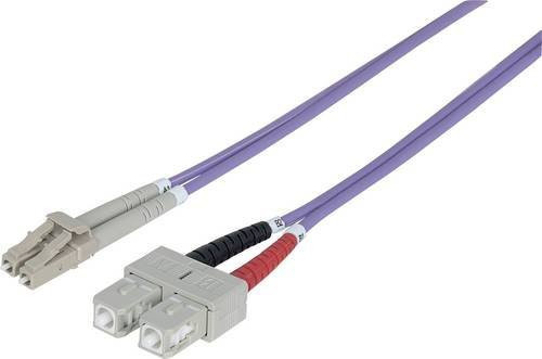 Intellinet 751049 Glasfaser LWL Anschlusskabel Multimode OM4, 1.00 m, Lila, 1x LC-Stecker auf 1x SC-Stecker, 50/125 µm - Bild 1