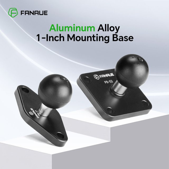FANAUE Kugeladapter aus Aluminiumlegierung in Schwarz, 1-Zoll-Adapter mit 25 mm, 20 mm und 17 mm Diamant-Kugelbasis sowie quadratischer Kugelbasis, kompatibel mit RAM-Halterungsarmen - Bild 1
