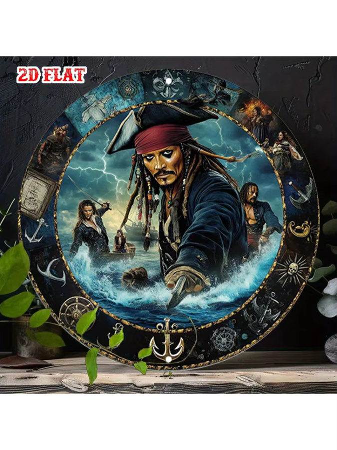 Potdemiel Jack Sparrow Rundes Aluminiumschild Rustikale Metallwandkunst Durchmesser: 20,0 cm - Bild 5