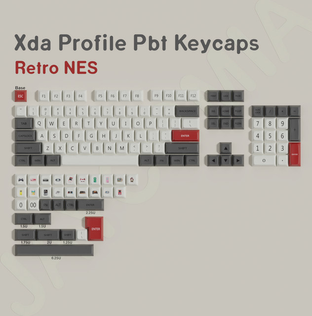 Jaycomia XDA PBT Tastenkappen Multicolor für mechanische Gaming-Tastaturen mit Dye-Sub-Retro-Design und ISO-Layout - Bild 1