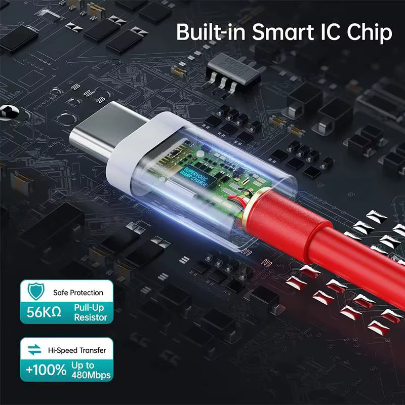 OnePlus 65W 5A USB-C Schnellladekabel für Warp Charge und SuperVOOC in Rot - Bild 3