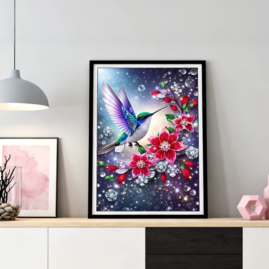 HUACAN Diamant-Mosaik Set mit Vogel und Blumen, rundes Kunsthandwerk in Multicolour, Durchmesser: 20 cm - Bild 2