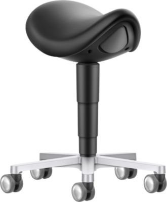 Sattelhocker bimos 9473L in Schwarz mit Rollen, 3D-Sitzmechanik und höhenverstellbarer Konstruktion aus Stahl und Kunstleder - Bild 1