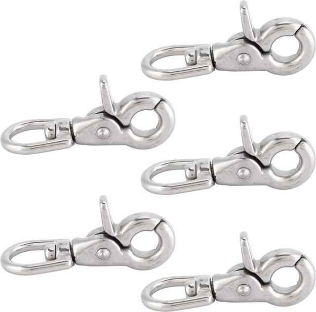 5 Stück Igeteck Drehkarabiner aus Edelstahl in Silber und Weiß für Hausbootzubehör - Bild 1