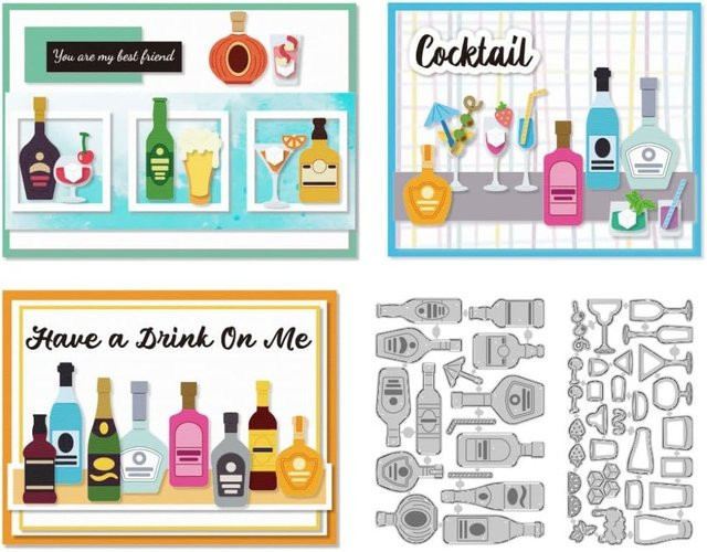 Metall-Stanzform für Wein und Weingläser in Multicolour für Scrapbooking und Kartenherstellung - Bild 1