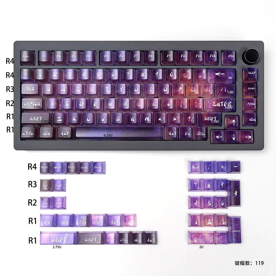 Venit Keys Neon Gradient Tastenkappen Set aus transparentem PC im Cherry-Profil für mechanische Tastaturen - Bild 4