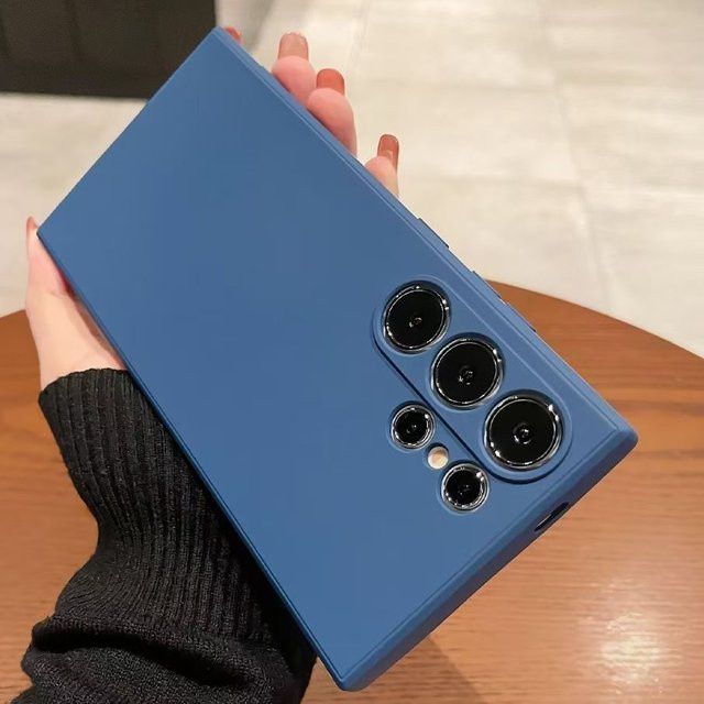 Stoßfeste Flüssigsilikon-Hülle für Samsung Galaxy S25 S26 S24 S23 S22 S21 S20 Ultra Plus FE 5G in Schwarz und Blau - Bild 1