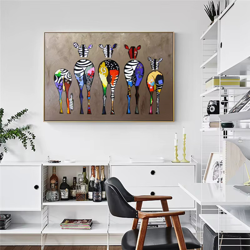 Abstrakte Zebra Leinwand Kunst von HALFLEMART in Multicolour als modernes Wandbild mit afrikanischem Tiermotiv - Bild 5