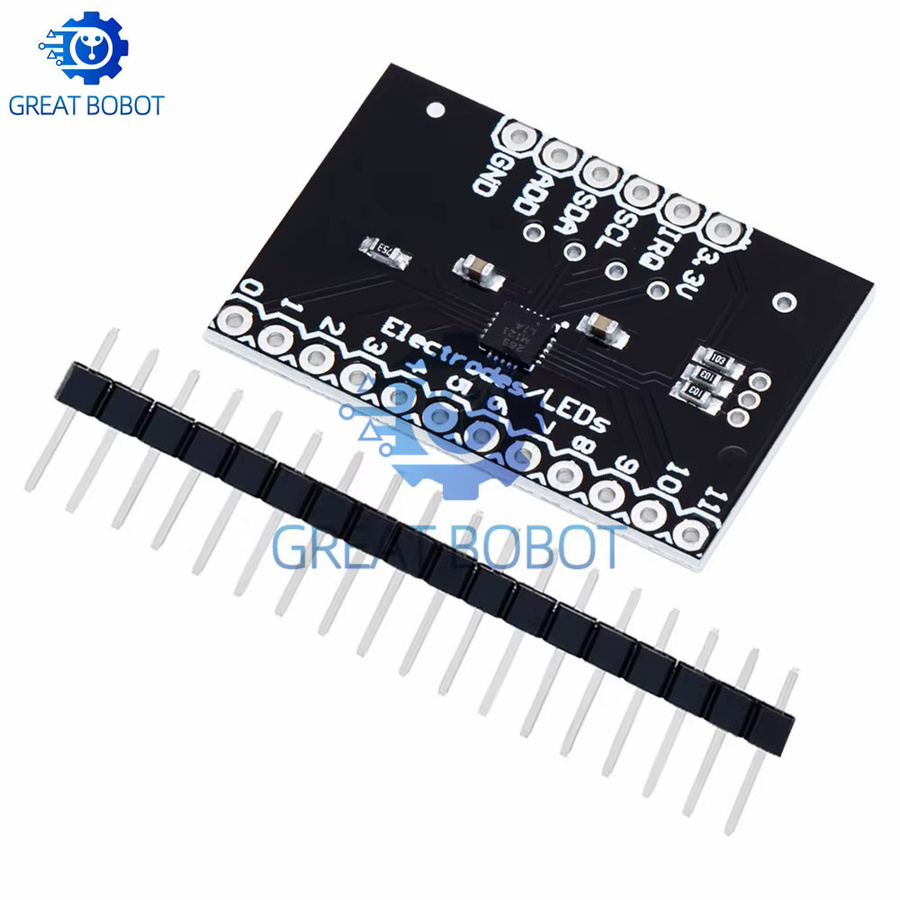Baishundianzi MPR121 Breakout V12 kapazitives Berührungssensor-Controllermodul mit I2C-Schnittstelle in Schwarz für Arduino-Entwicklungsboards - Bild 3