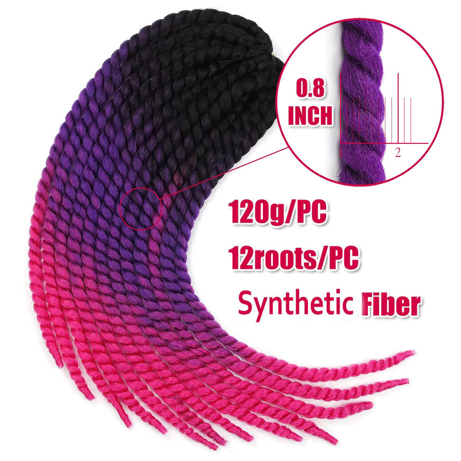 SHES BEAUTY Senegalese Twist Hair Jumbo Twist Braids Ombre, 22 Zoll, 120 g - Bild 3