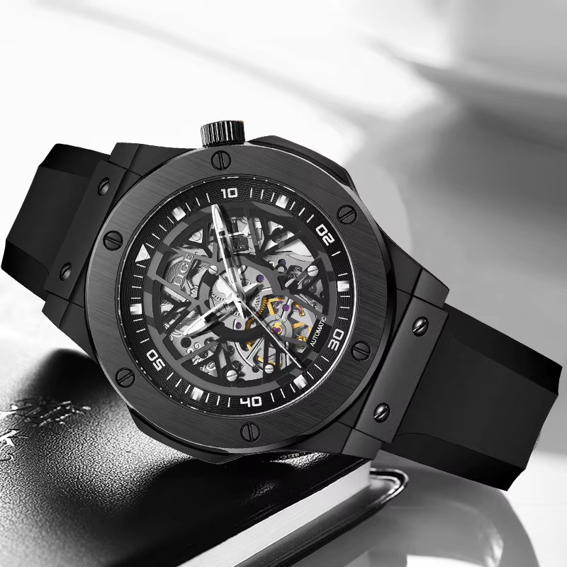 LIGE Armbanduhr Automatik, Silikon, Schwarz, Herren - Bild 2
