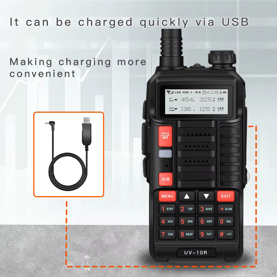 Baofeng Walkie Talkie UV-10R Dual Band Funkgerät in Schwarz mit 10 W High Power und 50 km Reichweite - Bild 4