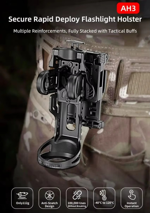 Klarus AH3 Secure Rapid Deploy Taschenlampenholster in Schwarz für EP9-EP11, XT11R, XT2CR, XT11S, XT11GT PRO, XT2CR Pro, XT21C, XT12S, G15 und GL3 - Bild 2