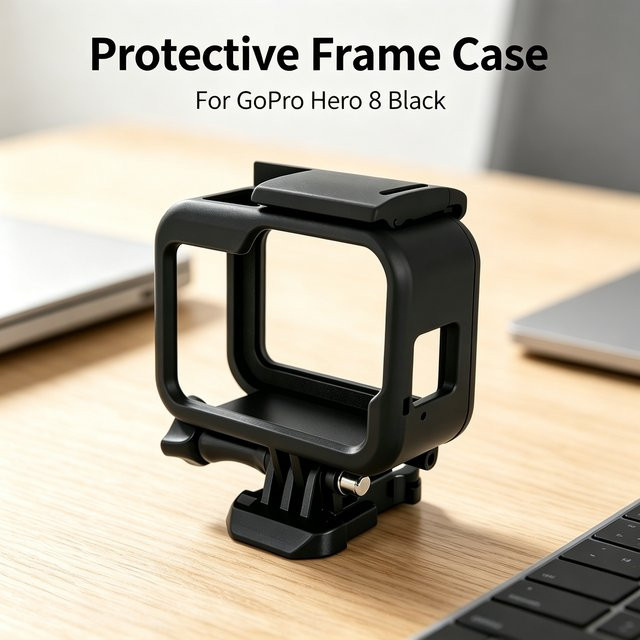 Schutzrahmen-Gehäuse für GoPro Hero 8 Black in Schwarz mit Schnellverschluss-Halterung und kratzfester Kameraabdeckung - Bild 1