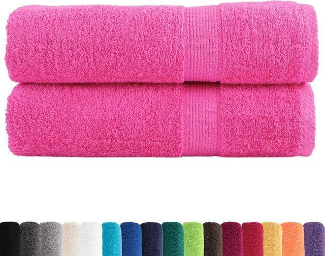 vidaXL Premium-Duschtücher SOLUND, 2er-Set, Rosa, Baumwolle, B/H: 70 x 140 cm, 600 g/m² - Bild 1