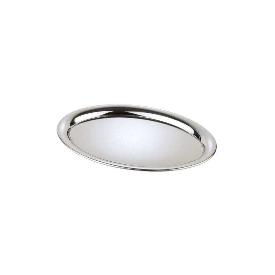 APS Serviertablett KAFFEEHAUS Edelstahl oval silber B/T/H: 20 x 14,5 x 1,5 cm - Bild 1