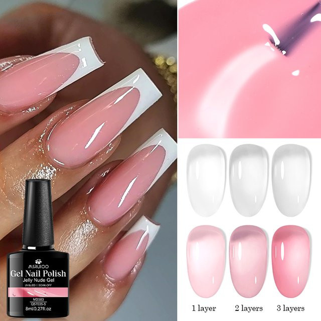 MSRUIOO Nagellack, Milchig-weißer Nude Pink, 8 ml, Glänzend - Bild 1