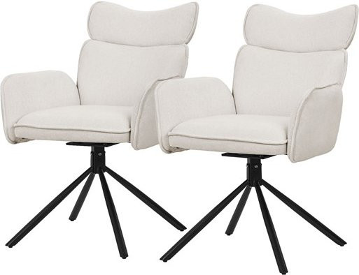 2er Set Esszimmerstühle ML-Design drehbar in Beige mit Armlehnen und Rückenlehne - Bild 1