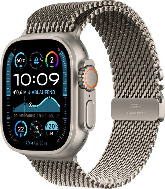 Apple Watch Ultra 2 Titanium Cellular 49mm Natur mit Milanaise Titan Armband - Bild 1