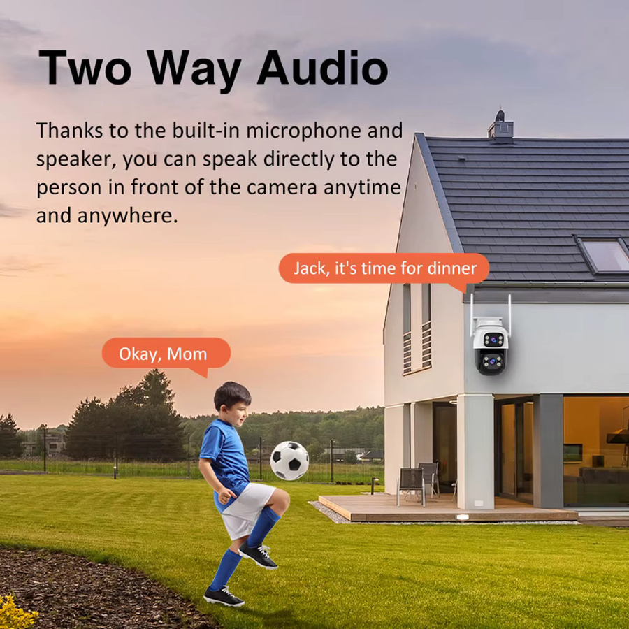 Vstarcam 5MP Dual-Objektiv WLAN PTZ-Kamera mit Doppelbildschirm, 5-fach Digitalzoom und Nachtsicht, weiße Smart Überwachungskamera für Outdoor und Zuhause - Bild 4