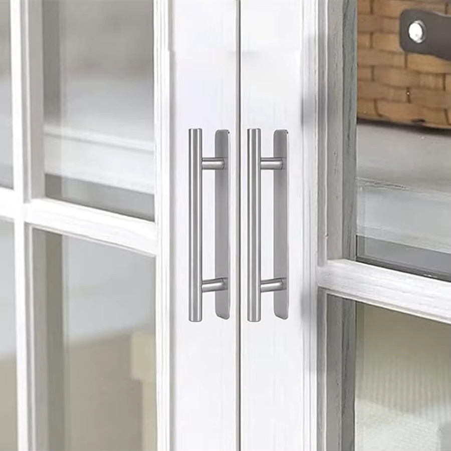 Edelstahl Aufklebergriff in Schwarz und Silber für Schrank, Schublade und Tür mit doppelseitigem Klebeband - Bild 2