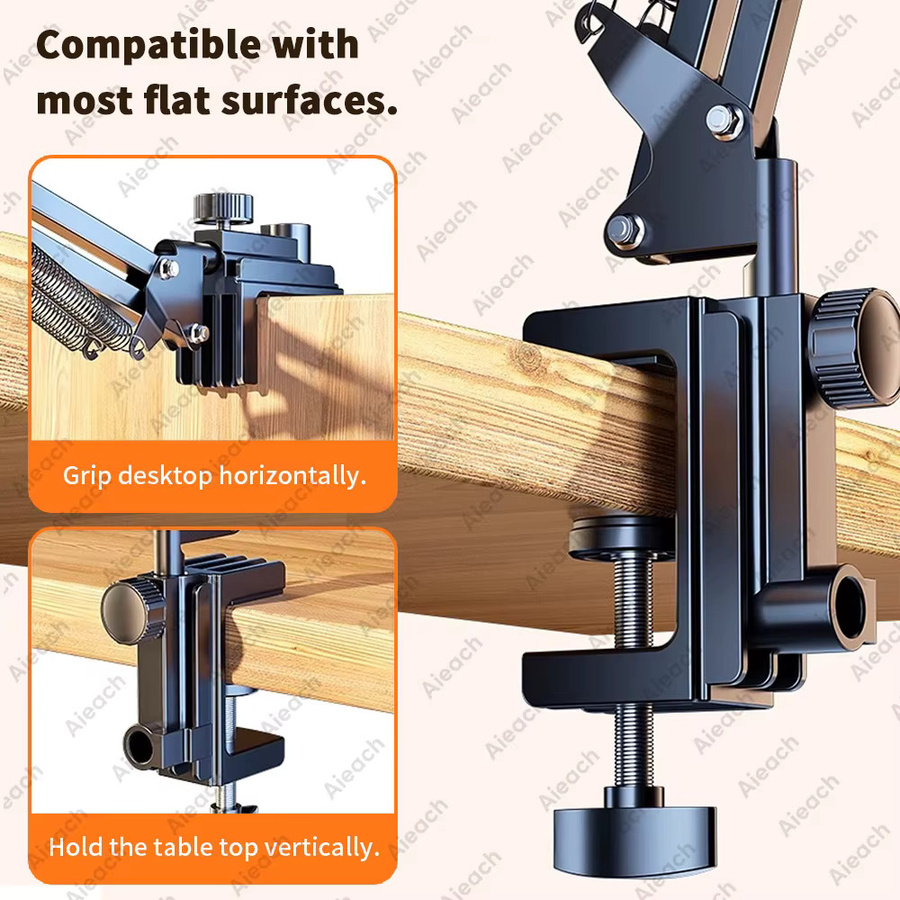 AIEACH Tablet-Halter für Bett mit 90 cm Metallarm, 360 Grad drehbarer iPad-Ständer und Telefonhalterung für 4,5 bis 12,9 Zoll, Schwarz - Bild 2