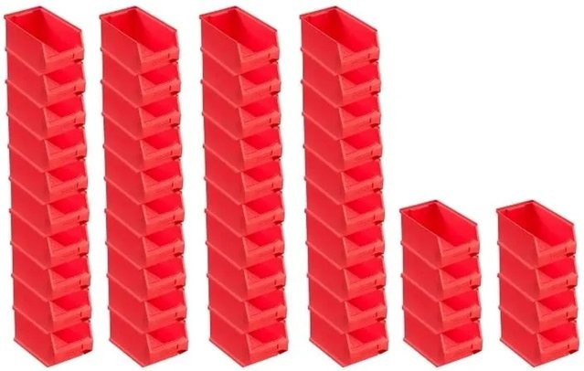 PROREGAL SuperSparSet mit 48 roten Sichtlagerboxen, stapelbar, H x B x T: 12,5 x 14,5 x 23,5 cm, 2,8 Liter - Bild 1