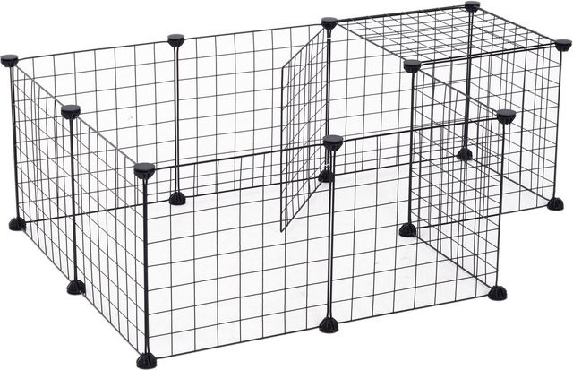 PawHut Gittergehege aus Metallgitter flexibel umformbar Schwarz B: 106 cm, H: 73 cm, T: 36 cm - Bild 1