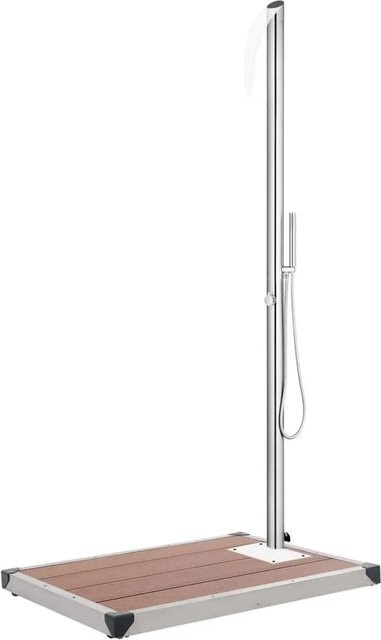 vidaXL Gartendusche aus Edelstahl mit brauner Bodenplatte, Höhe: 225 cm - Bild 1