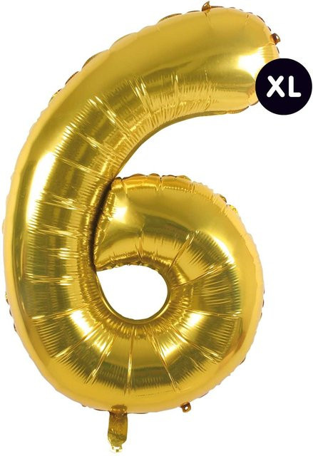Rico Design Folienballon Zahl 6 in Gold, Höhe: 86 cm - Bild 1