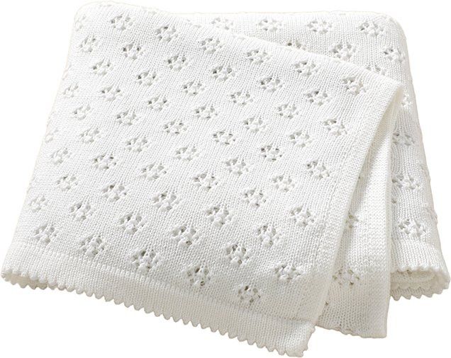 Mimixiong Strickdecke aus Baumwolle für Babys und Neugeborenen in Weiß, B/B/H: 90 x 70 cm - Bild 1