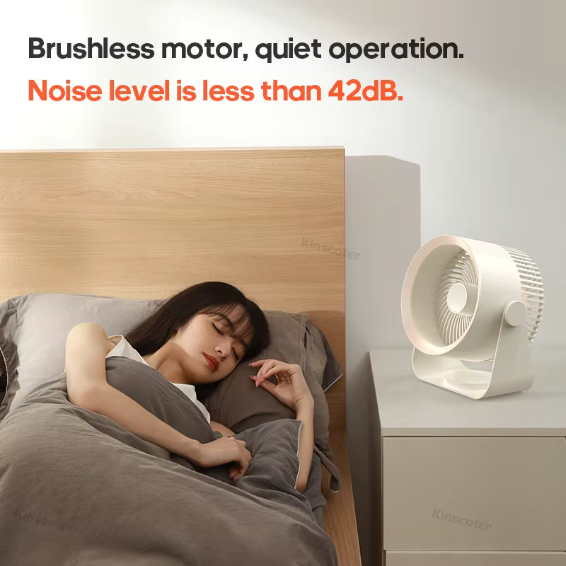 Kinscoter Kabelloser elektrischer Wandventilator in Beige mit 4000 mAh Akku und USB-Anschluss - Bild 2