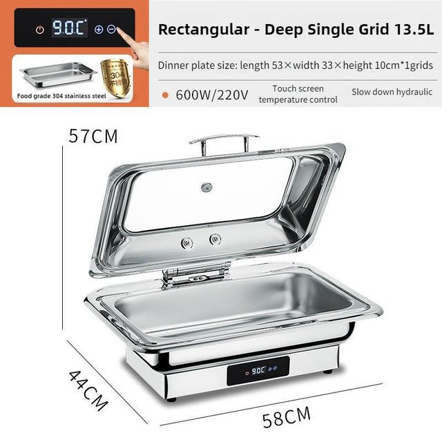Elektrischer Chafing Dish von Crown Global in Silber aus Edelstahl mit einstellbarer Temperatur für dein Buffet - Bild 1