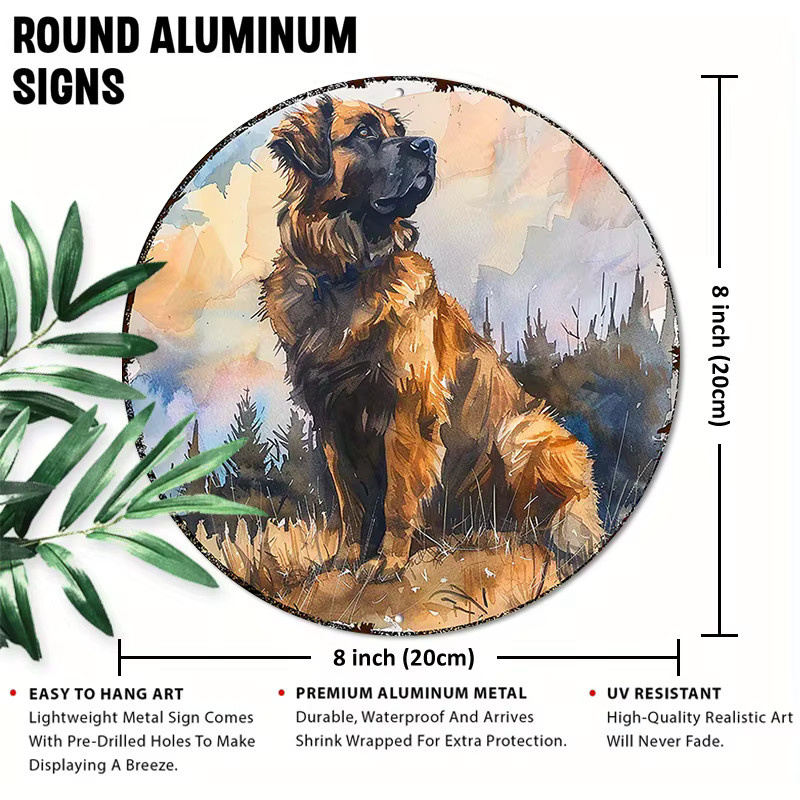 Potdemiel Leonberger Hunde-Wanddekoration aus Metall, rundes Aluminiumschild in Mehrfarbig, Durchmesser: 20,32 cm - Bild 2