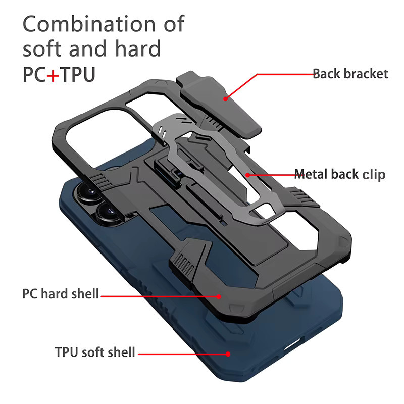 Stoßfeste Schutzhülle mit Rückenclip und Anti-Fall-Mechanismus für Apple iPhone 17, 16, 15, 14, 13, 12, 11 Pro Max und XR XS Max in Grün - Bild 4