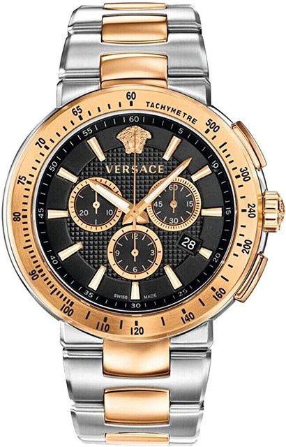 Versace Chronograph, Quarz, Edelstahl, Schwarz, 44 mm, Herren - Bild 1