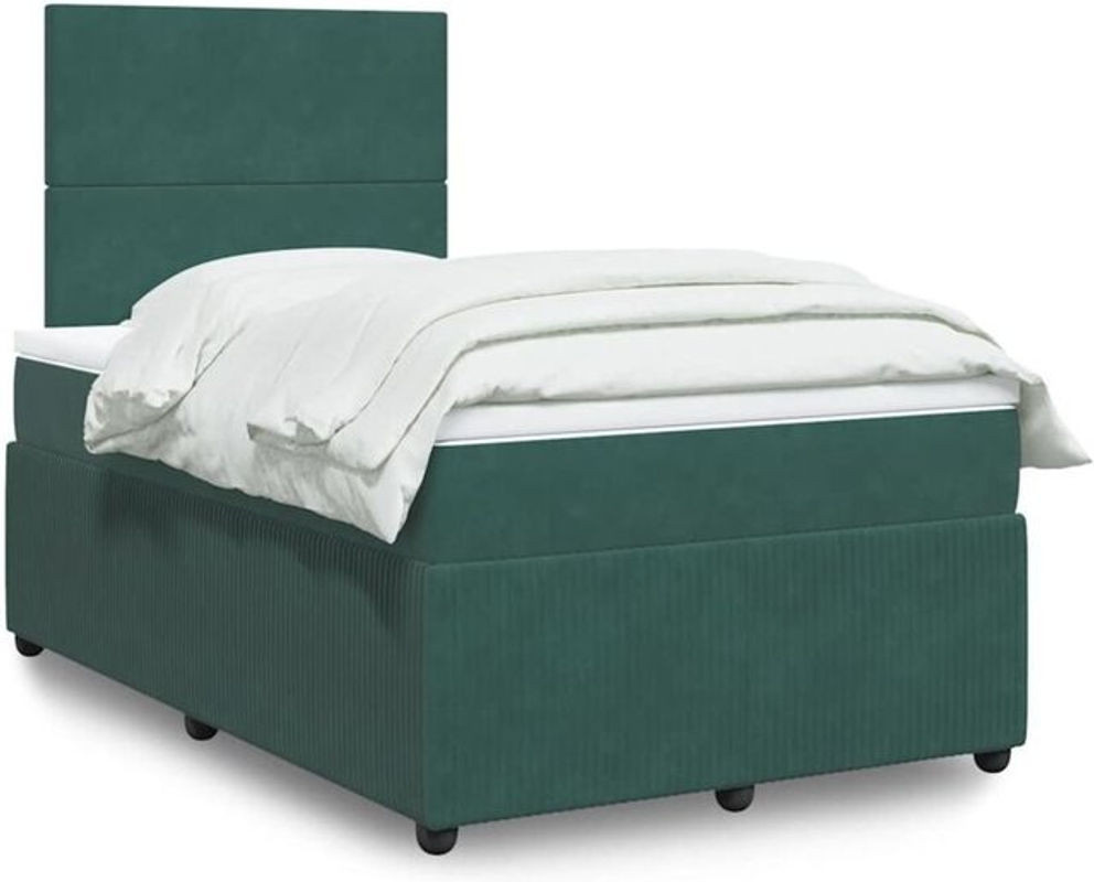 vidaxl Boxspringbett mit Matratze aus Samt in Grün, B/T/H: 120 x 190 cm - Bild 1