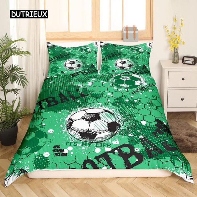 Fußball Bettwäsche Set Binchi Outdoor Product mit handgezeichneter Skizze, Grün, B/H: 140 x 200 cm - Bild 1