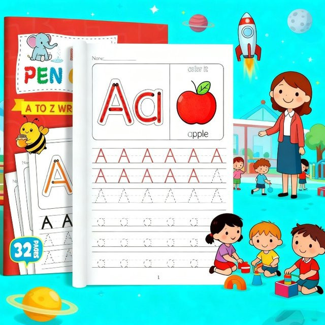 BOHY Übungsbuch für englische Kursivschrift mit 26 Alphabet-Übungsblättern für Groß- und Kleinbuchstaben zum Handschrifttraining und zur Stiftkontrolle, Mehrfarbig - Bild 1