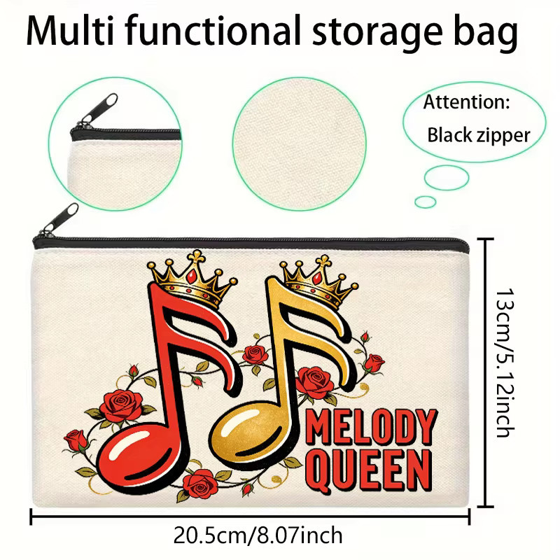 Multifunktionale Canvas-Tasche mit Musiknoten-Design als Etui für Stifte oder kleine Utensilien - Bild 3