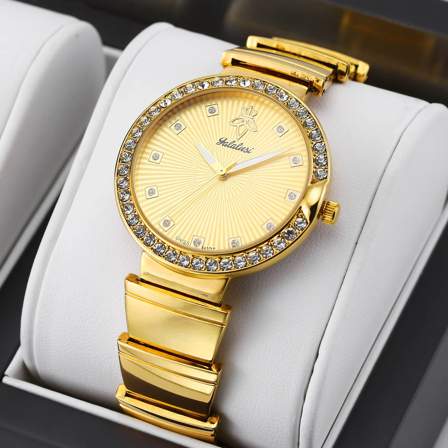 Yalalusi Armbanduhr, Quarz, Edelstahl, Gold, Diamant, Damen - Bild 2
