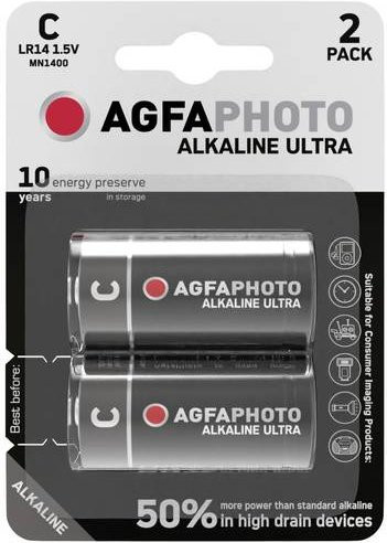 AgfaPhoto Ultra LR14 Baby C Batterie Alkali-Mangan 1.5V 2er-Pack - Bild 1