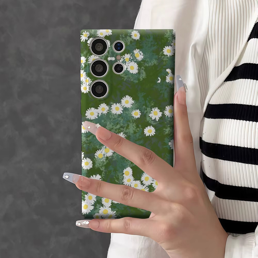 Glänzende Doppelschicht-Handyhülle mit grünem Gänseblümchenfeld für Samsung Galaxy S25 Ultra, S24, S23 Ultra und Plus - Bild 2